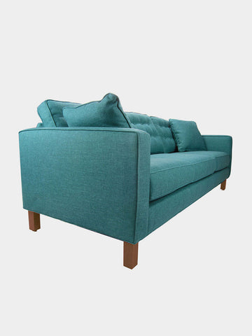 Luxury Upholstered Foottools Pouffe Stool + Wooden Leg Pattern Square Fabric Grey (4 Legs)